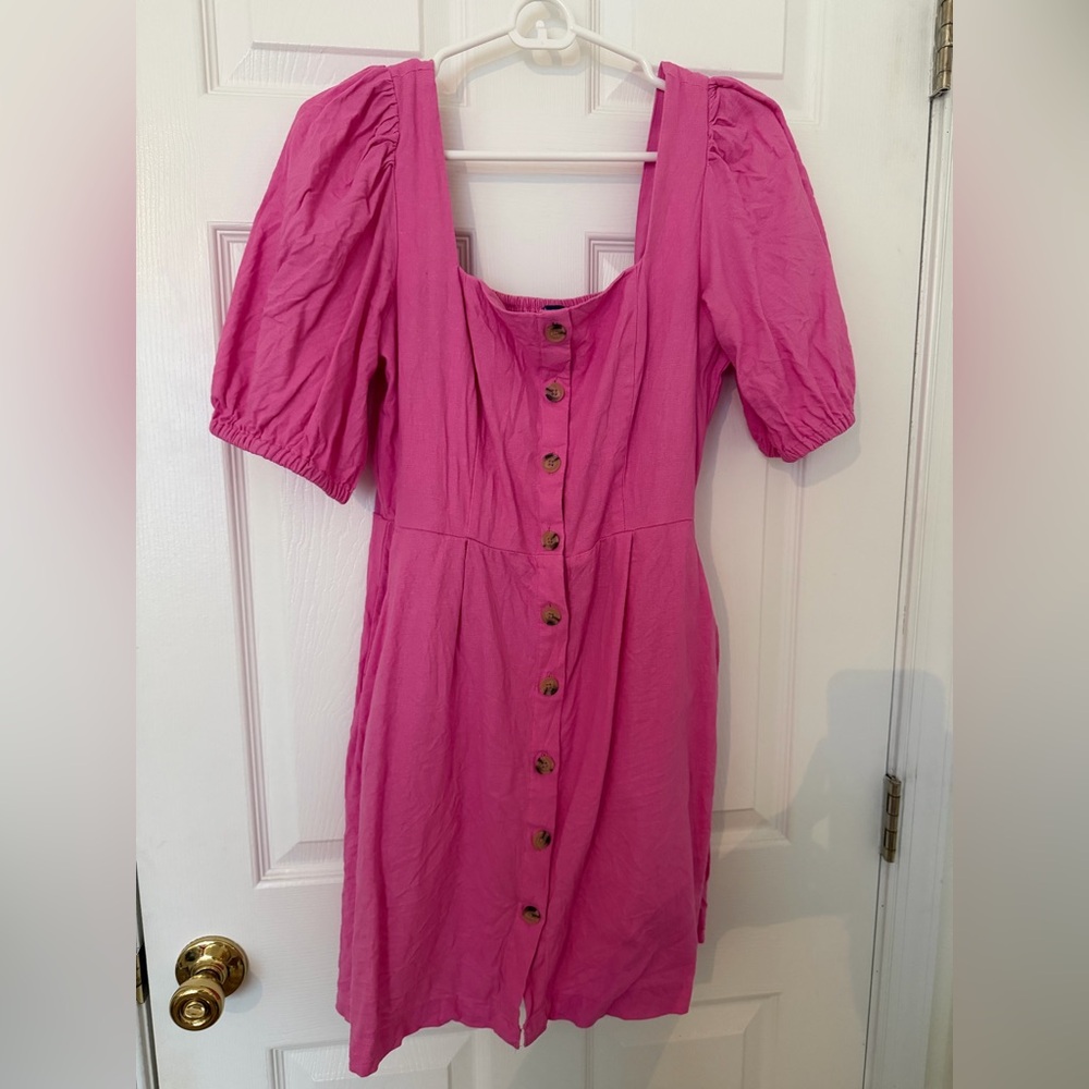 Old Navy - Button front / Babydoll sleeve dress - Pink - Medium